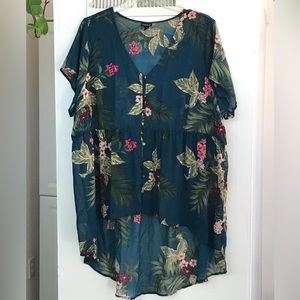 Sheer Blue Floral Hi-Low Torrid Top 4X